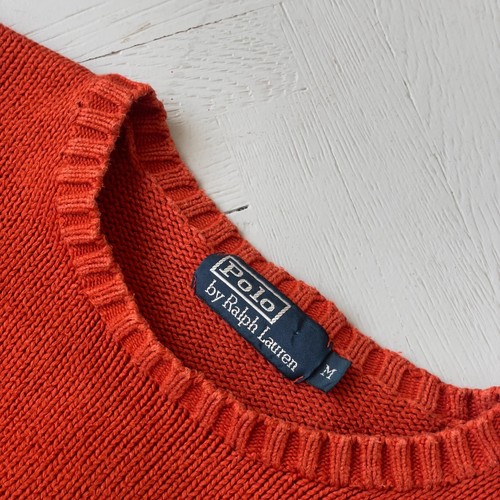 Polo Ralph Lauren Preppy Knit Cotton Pullover Sweater Orange Size M - Picture 6 of 6