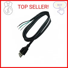 14 AWG Replacement AC Power Cord with Open End -3 Prong 6 Ft Black Heavy Duty Ex