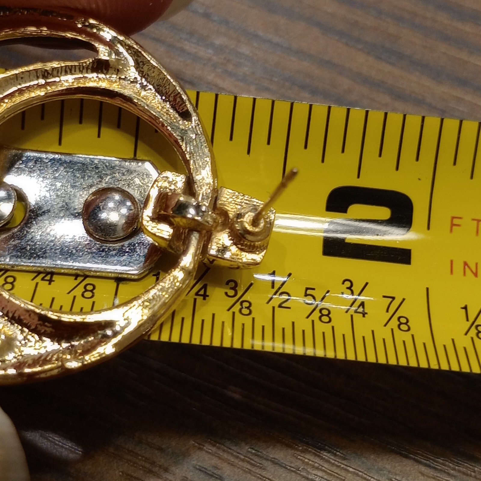 Earrings Double Circle Loop Door Knocker Gold Ton… - image 7