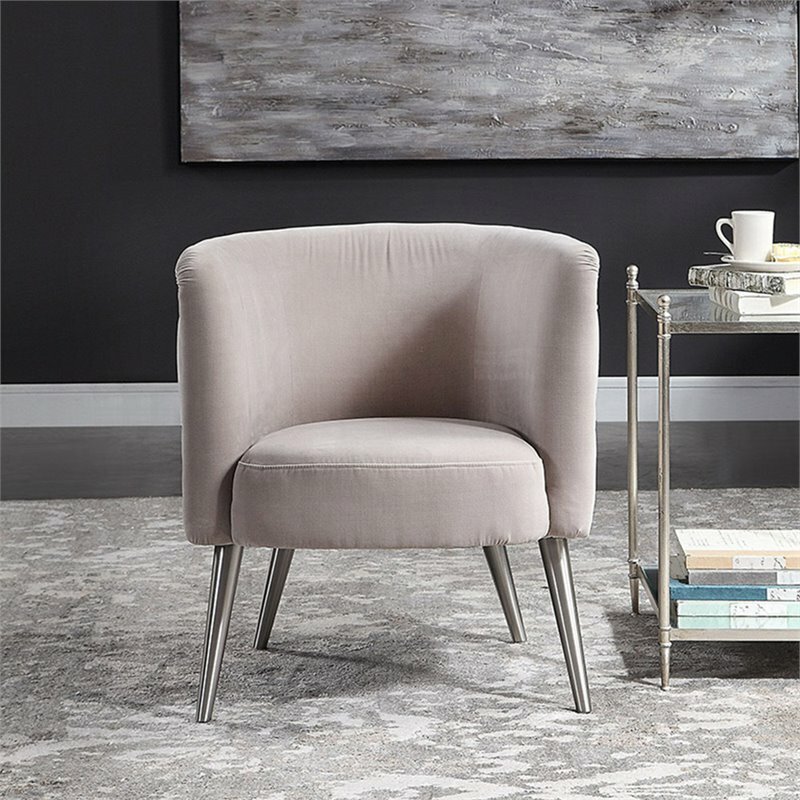 Uttermost Haider Tufted Accent Chair in Champagne and Brushed Nickel eBay