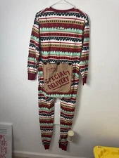 Lazy One flap jack pajamas adult S unisex holiday christmas one piece cotton
