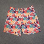 Nautica Board Shorts Mens LARGE Red Coral Reef Beach Swim Quick Dry Logo Size L