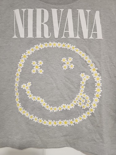 New Nirvana Smiley Face Of Daisies Gap Girls Size Medium Grunge Rock L/S Tee - Picture 2 of 4