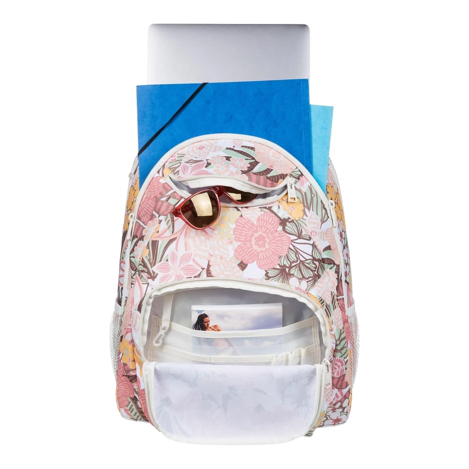 Mochila mediana Roxy Shadow Swell 24 L para mujer, blanca Viva La Vida, talla única Foto 4 de 4