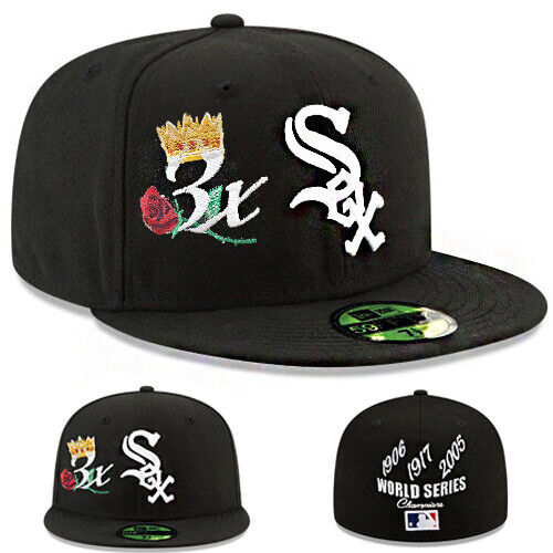 New Era Chicago White Sox 5950 Fitted Hat MLB 3X World Champions Patch Years Cap - Picture 1 of 6