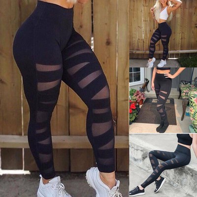Women's Mesh Splicing High Waist Yoga 