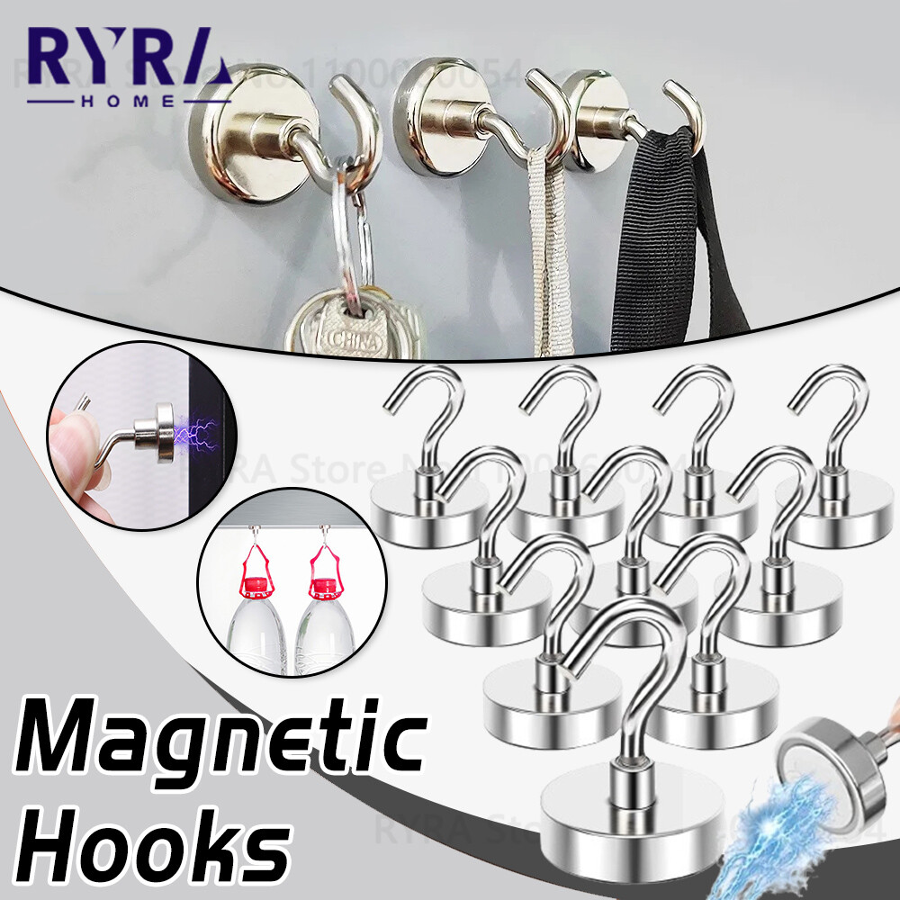 Metal Strong Magnetic Hooks Wall-mounted Heavy Duty Magnet Hook Home Organizer K