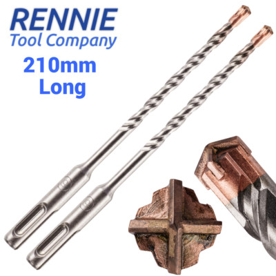 2er Pack 6,5 mm x 210 mm lang SDS Plus Hammerbohrer Kreuzspitze 4 Schneider Turbo 