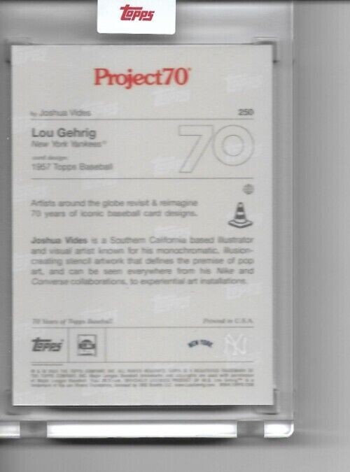 2021 Topps Project 70 card 250 NY Yankees Lou Gehrig artist 2021 Topps Project 70 card 250 NY Yankees Lou Gehrig artist