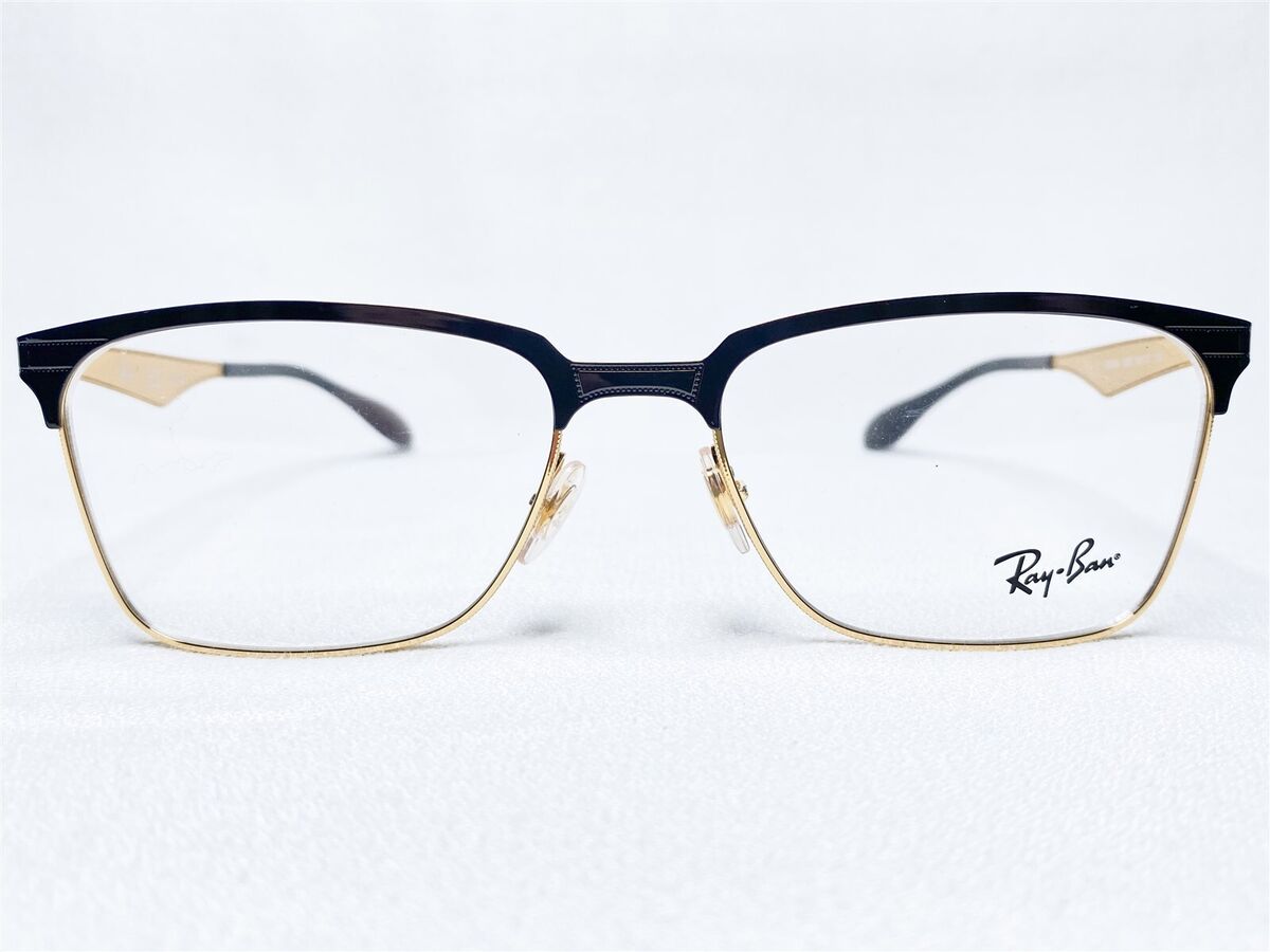 NEW Ray Ban RB6344 2890 Mens Gold/Shiny Black Rectangle NEW Ray Ban RB6344 2890 Mens Gold/Shiny Black Rectangle