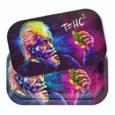 Einstein Rolling  Metal Tray With Magnetic Lid 7” x 5.5”