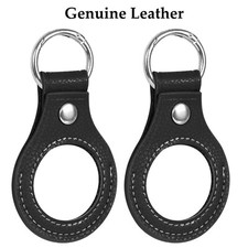 2pcs Genuine Leather Coin Holder Keychain for AA Chip with Double Sides Display