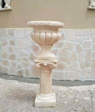 VASO CALICE FIORIERA CON COLONNA BASE DA ESTERNO PER GIARDINO IN CEMENTO MARMO