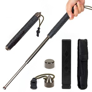 Expandable-Police-Baton-Holder-Collapsible-Solid-Steel-Black