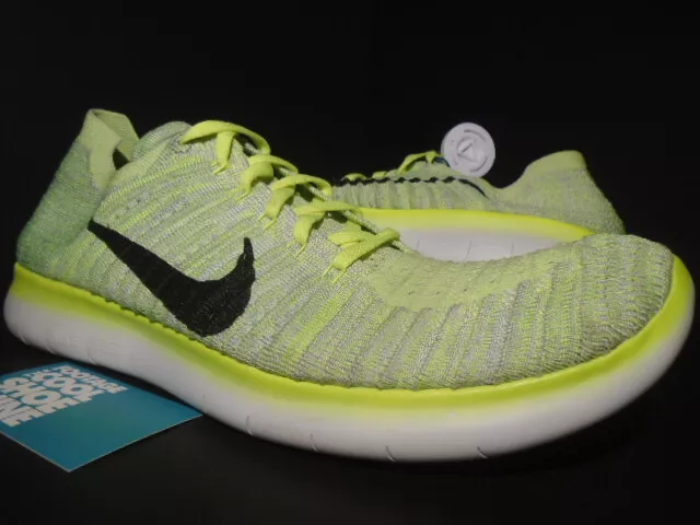 2016 NIKE FREE RUN FLKNIT RACER TRAINER VOLT YELLOW BLACK WHITE