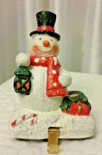 Christmas Stocking Holder Unique SNOWMAN HOOK HOLIDAY DECOR WHITE H