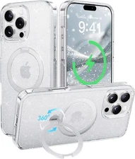 CASEKOO iPhone 16 Pro Max Case, 360° Mag Stand, MagSafe,16FT Drop, Sparkle Clear