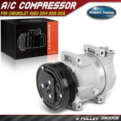 New AC A/C Compressor w/ 6-Groove Pulley for Chevrolet Aveo 2014 2015 2016 2-Pin