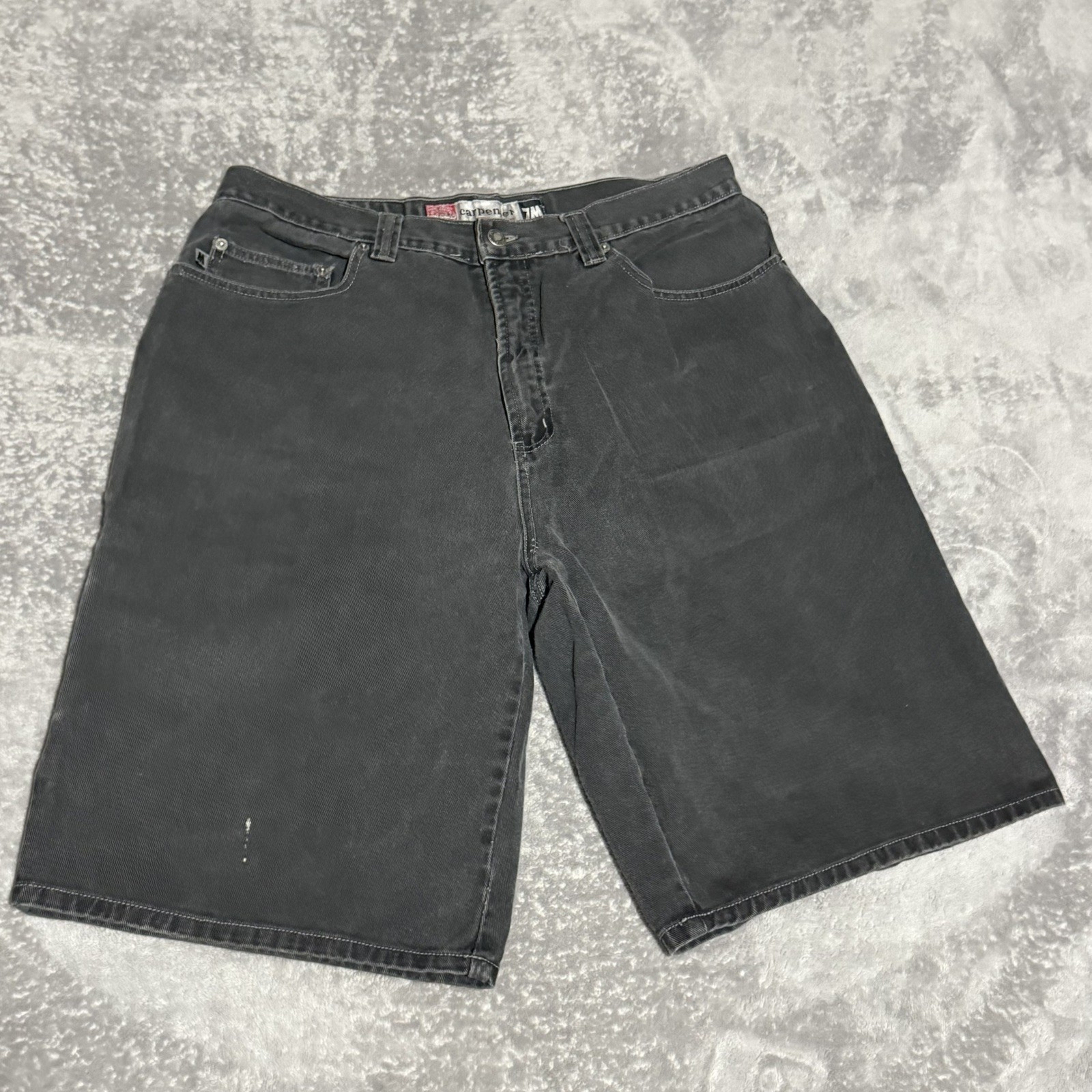 Vintage Bugle Boy 7M Black Denim Shorts Jorts Men’s 36 W 90s Y2K Grunge Skater