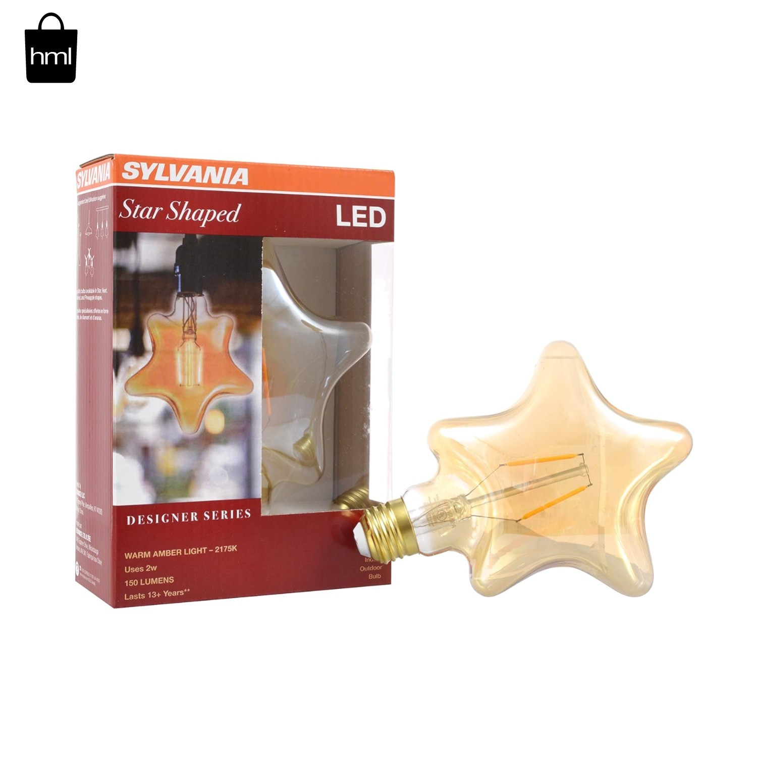Sylvania Star Shaped LED Bulb - Antique Replica, 2 Watts, 2175K Warm Light