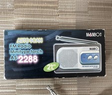 VINTAGE MANBO FM RADIO AUTO SCAN WITH FLASHLIGHT AND HEADPHONES WORKING USED