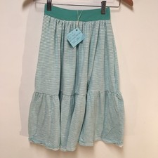 Skirt Girls 6 Maxi Turquoise Stripe Ruffle Tier Knit Cotton Mom and Pop's Kids
