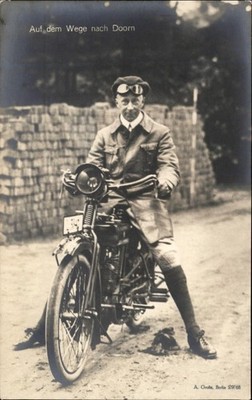Doorn Crown Prince Wilhelm DKW Motorcycle Leather c1910 Real Photo Postcard