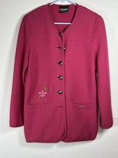 Geiger Tyrol Embroidered 34 M Pink Boiled Wool Jacket Austrian Cardigan