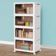 Shop Durable 4-Tier Stackable Storage Boxes with Lid | 92L Capacity, Wheels, ...