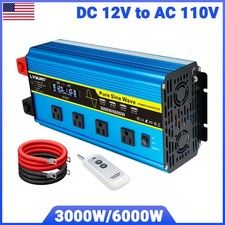 3000W 6000W Pure Sine Wave Power Inverter DC 12V To AC 110V 120V Car Converter