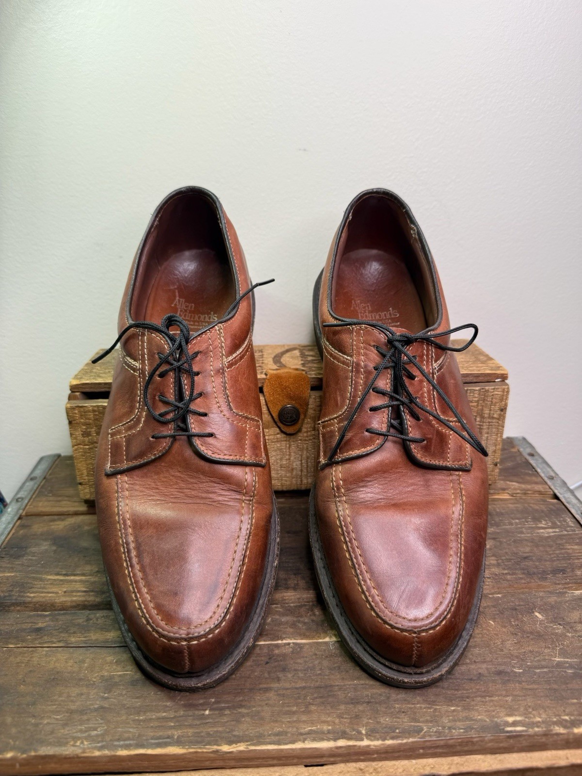 SAOLA Scarpe derby ALLEN EDMONDS Wilbert in pelle marrone eleganti casual da passeggio da uomo US 9D