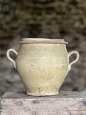 Antique French Rustic Earthenware Confit Pot Jar