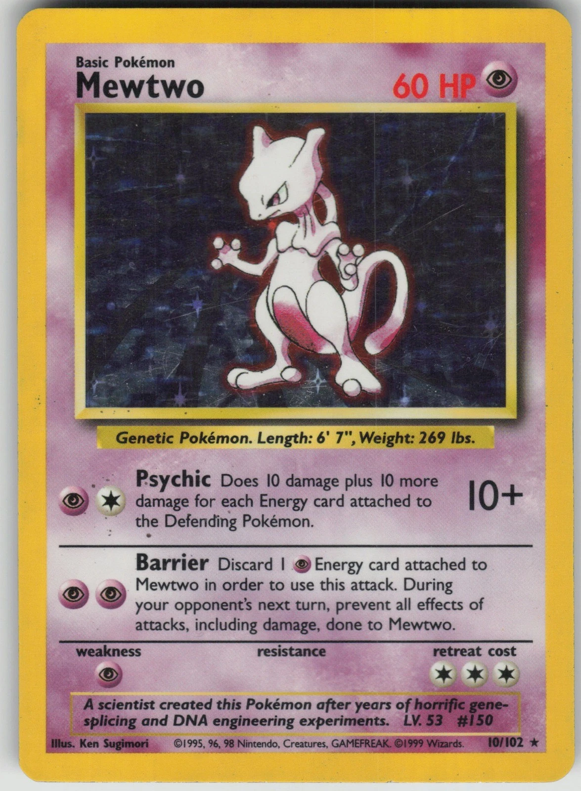 Pokemon TCG Mewtwo Holo Rare Base Set 010/102