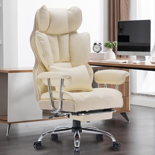 400lbs, Big And Tall Office Chair, Pu Leather - Beige