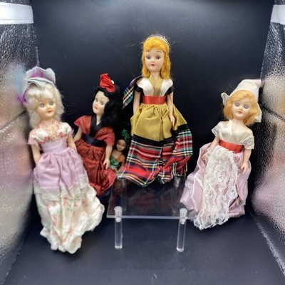 4 VTG Scottish English Dutch Spanish 8'' Sleepy Eyes Tartan Plaid Hair Floral