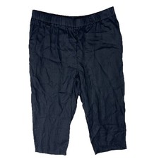 Quince Womens Linen Straight Leg Pants Black XL Pull On Belt Loops N3