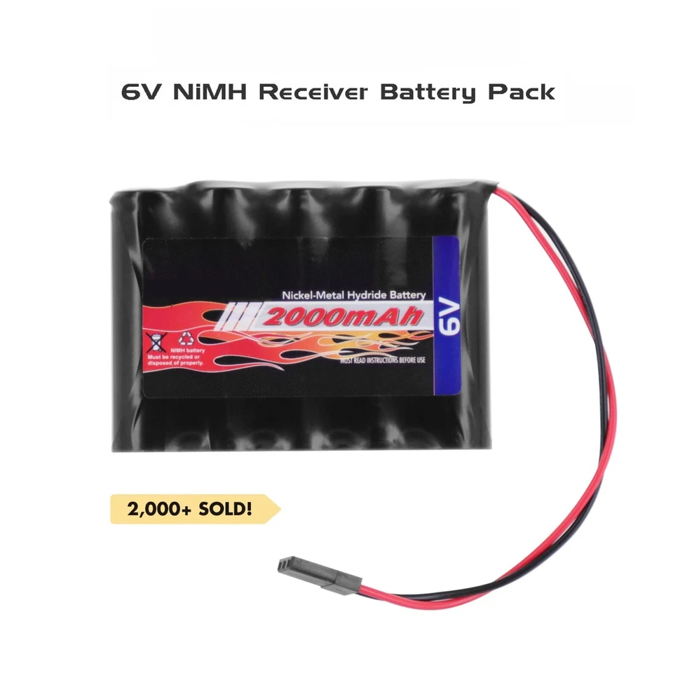 2er Pack 6V 2000mAh Flach Empfänger NiMH Akku für RC Flugzeug Hitec USA - Bild 2 von 4