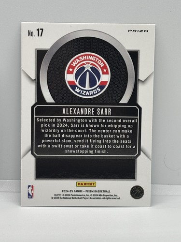 2024-25 Panini Prizm Basketball Alexandre Sarr Talismen RC Rookie Silver #17 - Picture 2 of 2