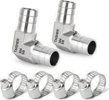 2PCS 304 Stainless Steel 90 Degree Elbow Hose Barb Fittings 5/8" Barb x 5/8" Bar