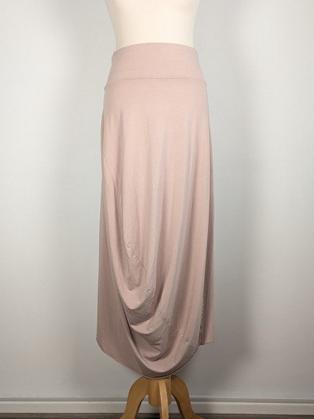 Oska Draped Asymmetric Midi Skirt UK 12 Size 3 Pink Viscose Bubble Hem
