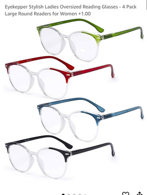 Eyekepper Stylish Women Reading Glasses 4 Pack Oversized Readers Large Round AM5