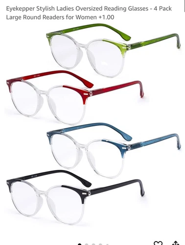 Eyekepper Stylish Women Reading Glasses 4 Pack Oversized Readers Large Round AM5