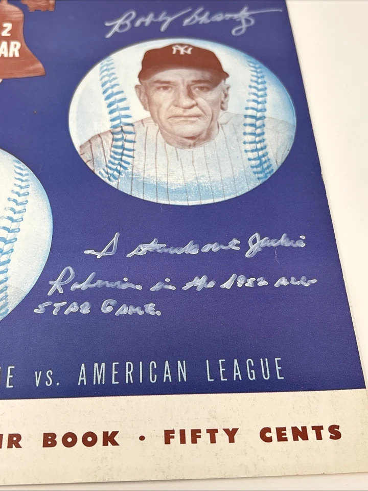 1952 MLB ALL-STAR GAME Bobby Shantz AUTOGRAPHED PROGRAM Jackie Robinson K’d - Image 2 of 4