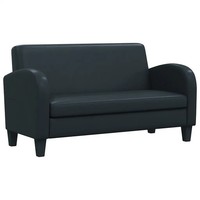 Sofa 2-Sitzer Kunstleder Schwarz Modernes Design PolstermöBel Couch