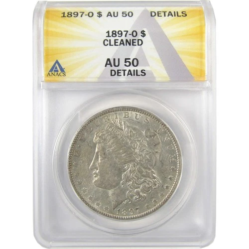 1897 O Morgan Dollar AU 50 Details ANACS Silver $1 Coin SKU:I19252