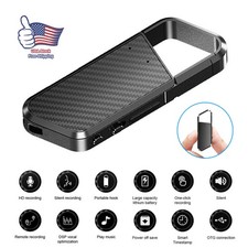 Carbon Fiber Keychain Voice Recorder MP3 Player, 128GB Expandable, HD Recording