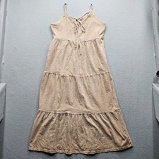 Old Navy Women's Size Small Beige Sleeveless Tiered Dress Lace Tie at Neckline