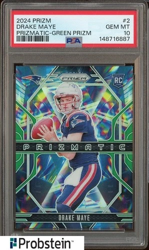 2024 Panini Green Prizm Prizmatic #2 Drake Maye Patriots RC Rookie PSA 10
