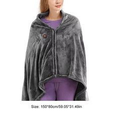 USB Heated Shawl Electric Blanket Wearable Poncho Throw 3-Level Heated Blanket