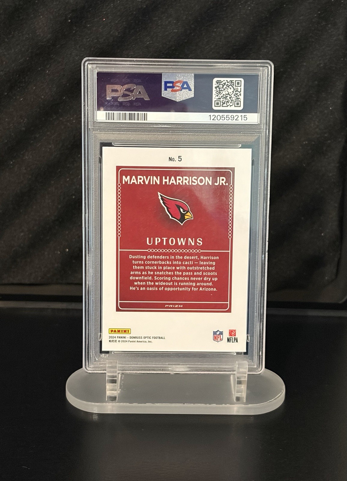 2024 Panini Donruss Optic Uptowns Marvin Harrison Jr. #5 RC PSA 9 view 2